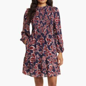 Eliza J Women's Fall Floral Smock Bodice Long Sleeve Dress Size 14 Classic